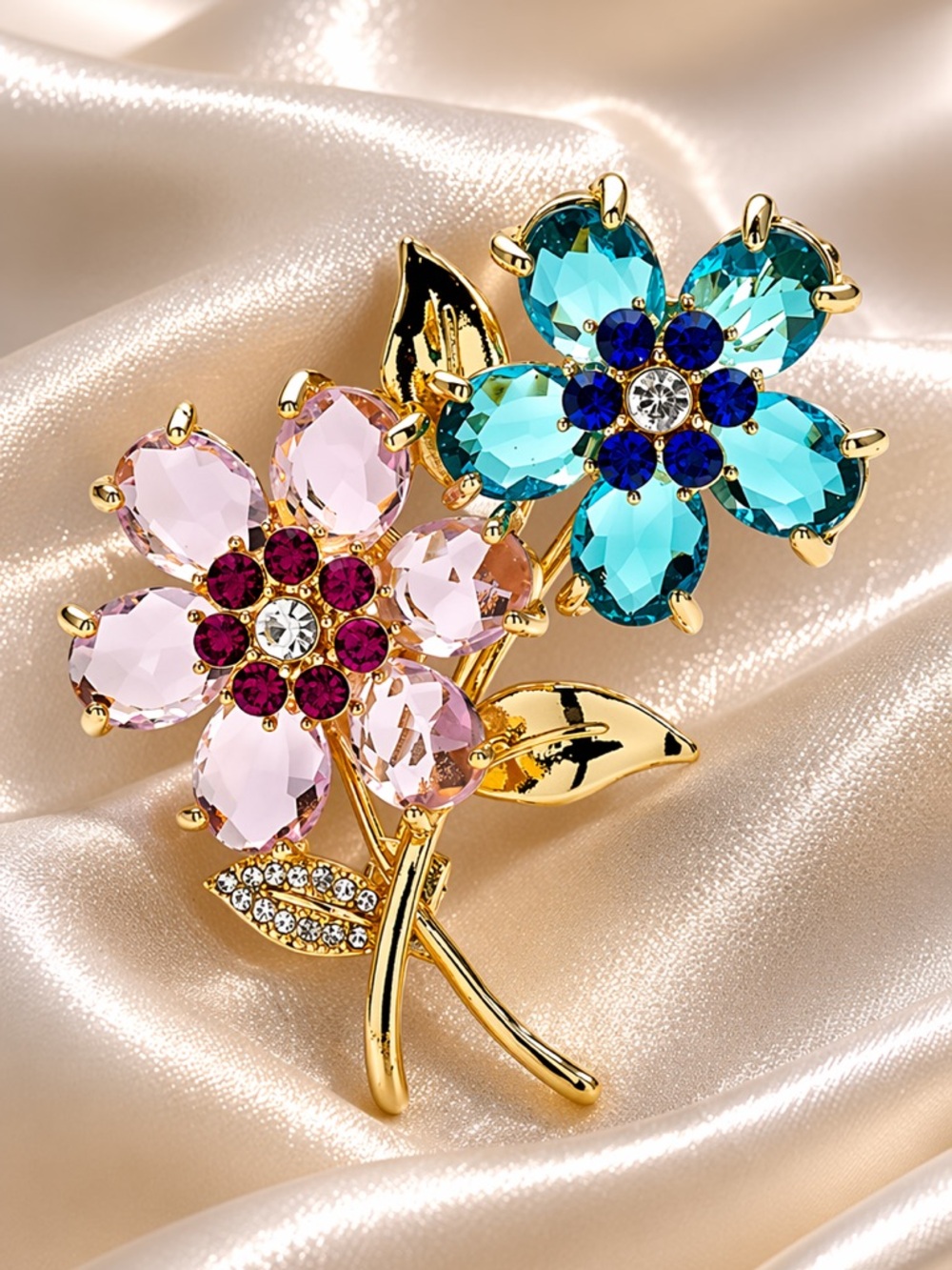 Romantic Pastel Gold Floral Brooch - Picture 9 of 9